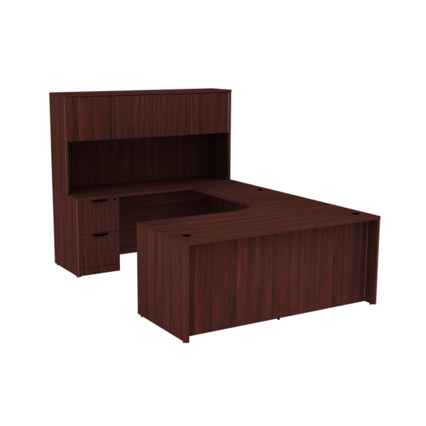Thumbnail: Laminate U Extended Worksurface Desk w/Hutch  3