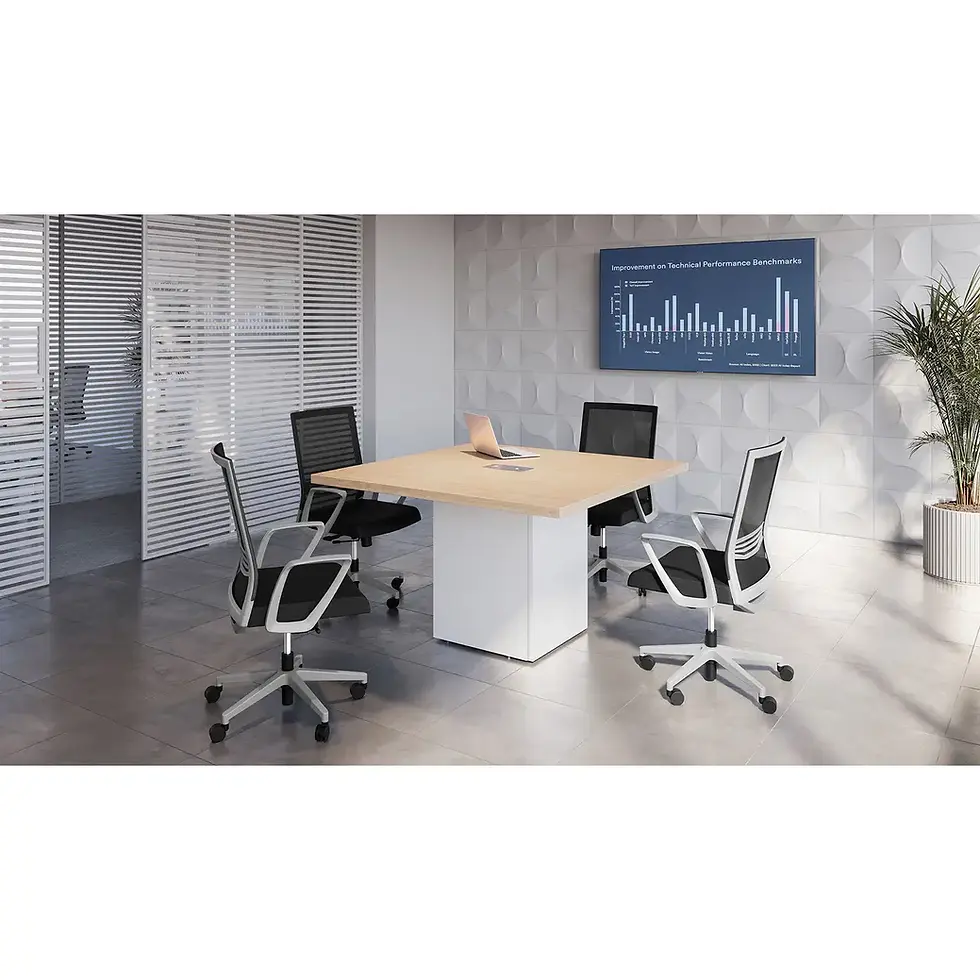 Modern office meeting room with square table and Platform Chair, four chairs.