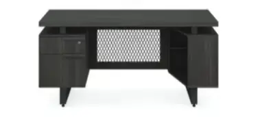 Thumbnail: Black desk with storage and mesh. VA Leg Table Desk with Storage included. Modern office furniture.