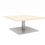 Thumbnail: Square table with a light wood top and steel base for office space.