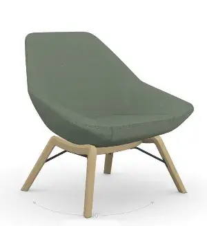 Modern sage green lounge chair with light wood legs