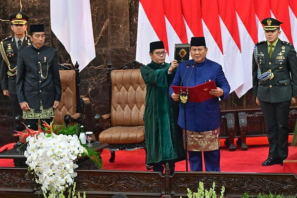 Prabowo Subianto svär eden som Indonesiens president 20 oktober 2024