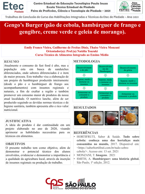 Gengo’s Burger (pão de cebola, hambúrguer de frango e gengibre, creme verde e geleia de mo
