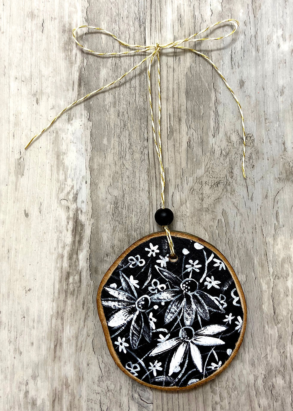 Thumbnail: Black & White Hand Painted Christmas Ornament