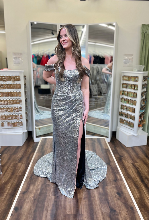sherri hill silver sequin dress Silver Prom Dresses and Gowns 2026