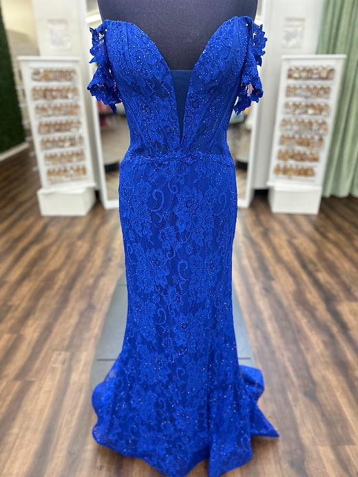 blue short dress homecoming Royal Blue Lace Applique Homecoming Dresses Backless Short Prom Dress ARD1697