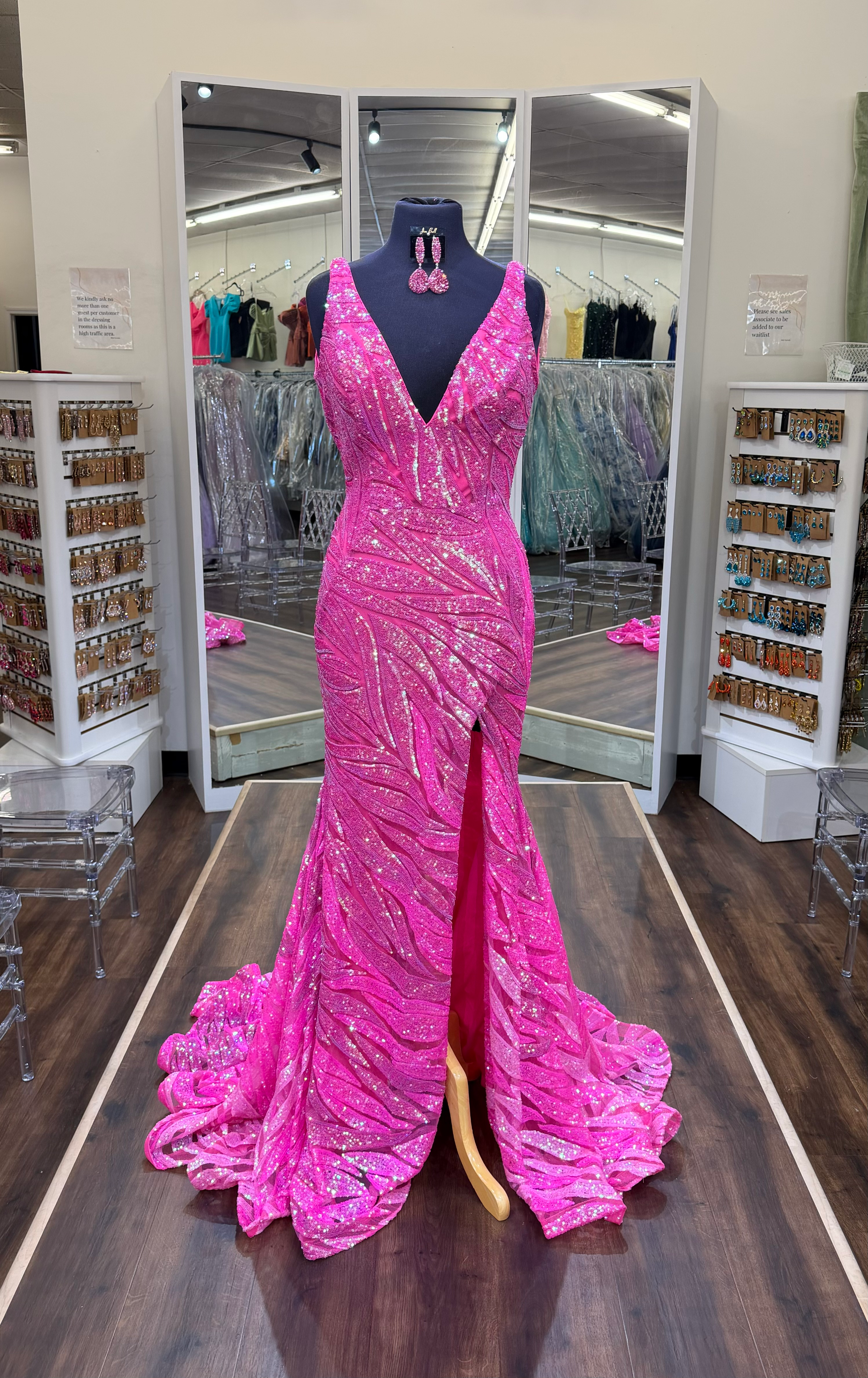 Jovani 47682 Iridescent Hot Pink