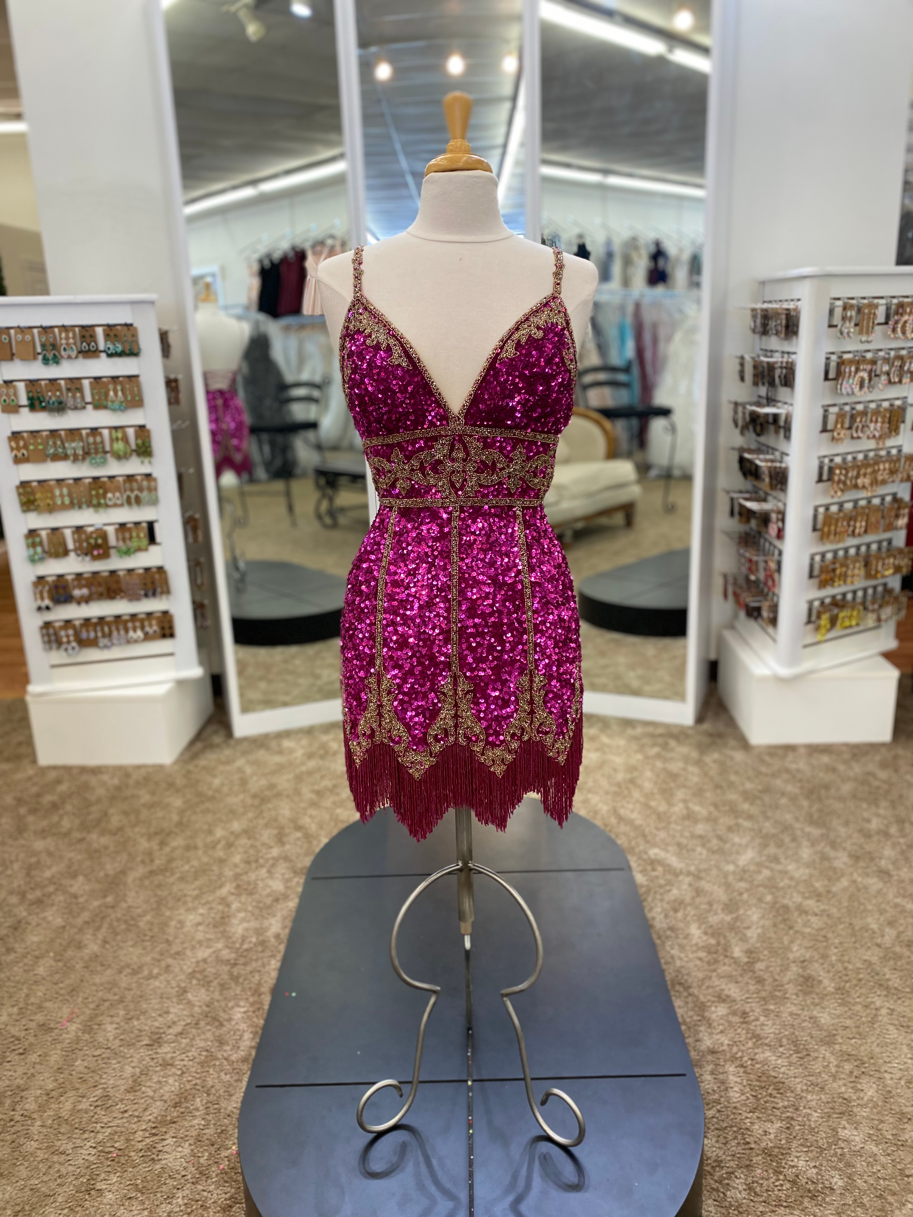 Sherri Hill 54416 Bright Fuchsia/Gold