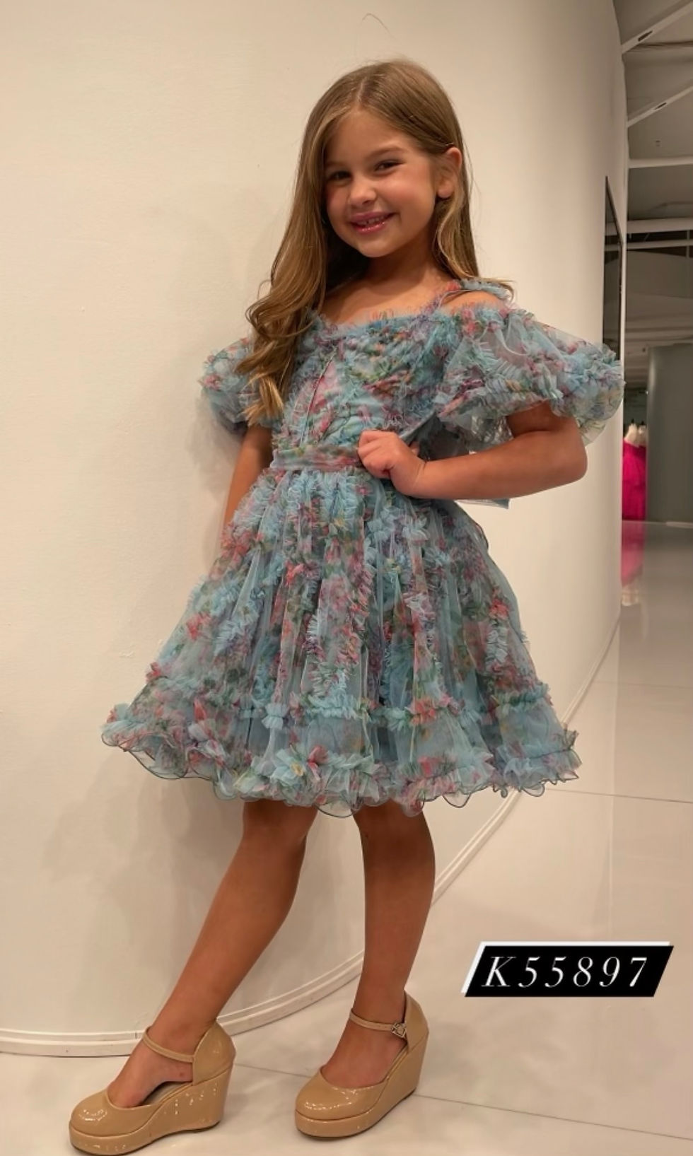 Sherri Hill K55897 Light Blue Print