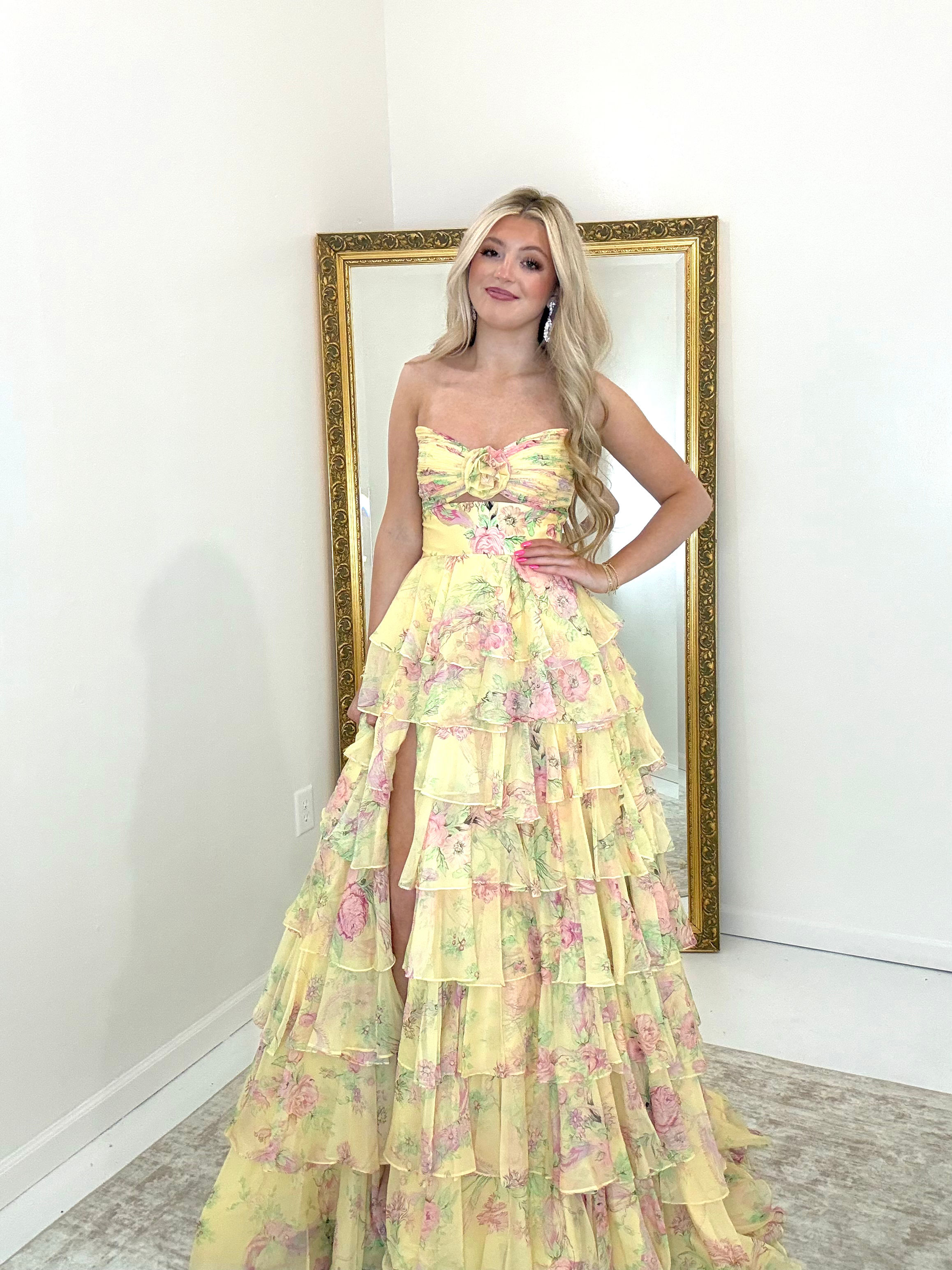 Sherri Hill 57775 Yellow Print