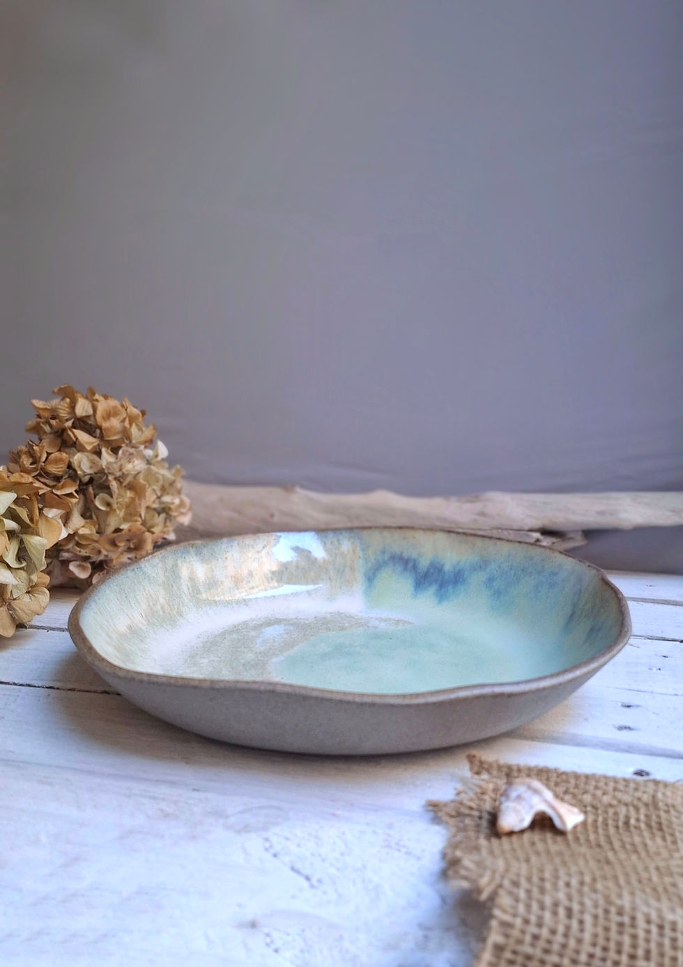 Thumbnail: Large Plate / free formed "Soft Breeze" / Sand N. 2