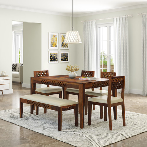 Disa six seater Dining table set Modern with Bench Induscraft