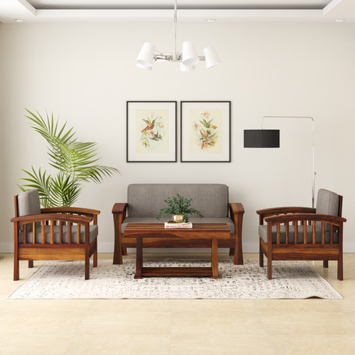 Yeshua Solid Wood Sofa Set (2+1+1) and coffee table Induscraft