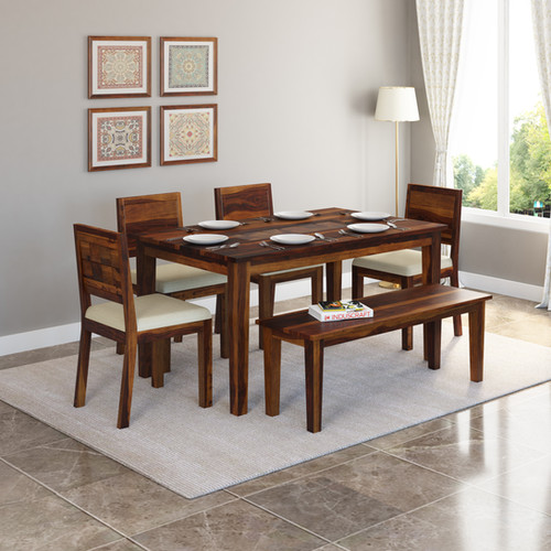 Antilia Sheesham Wood Glass Top Solid Wood Induscraft