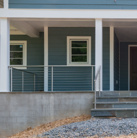 Parged house foundation
