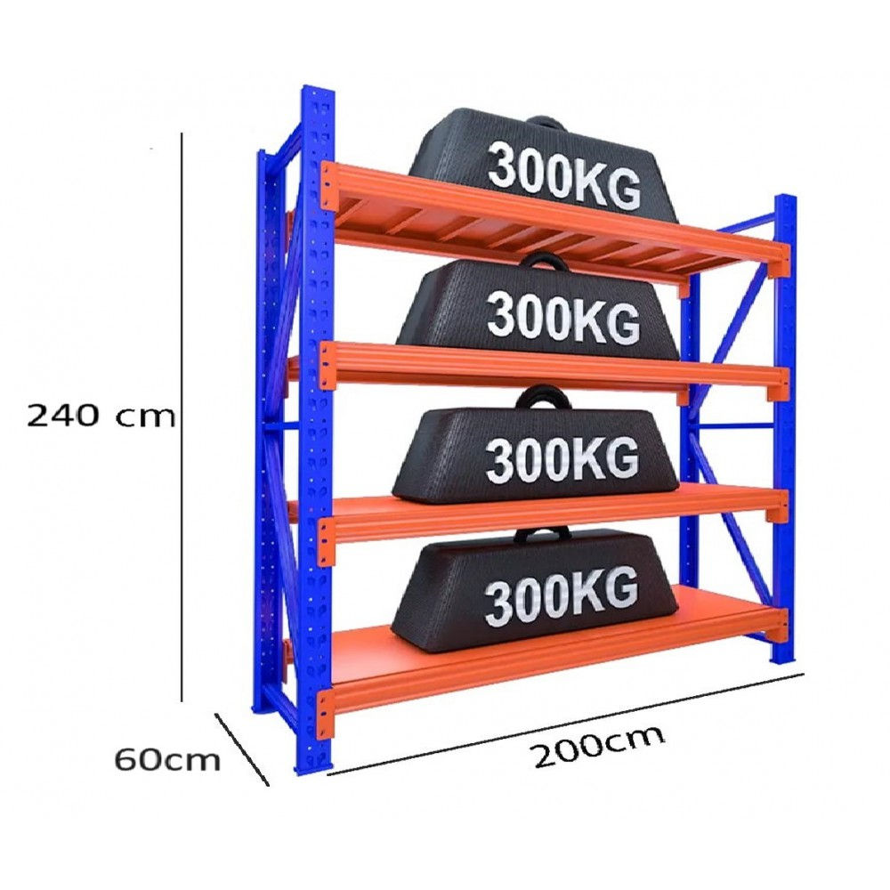 מדפים למחסן 300 ק"ג 200-240-60