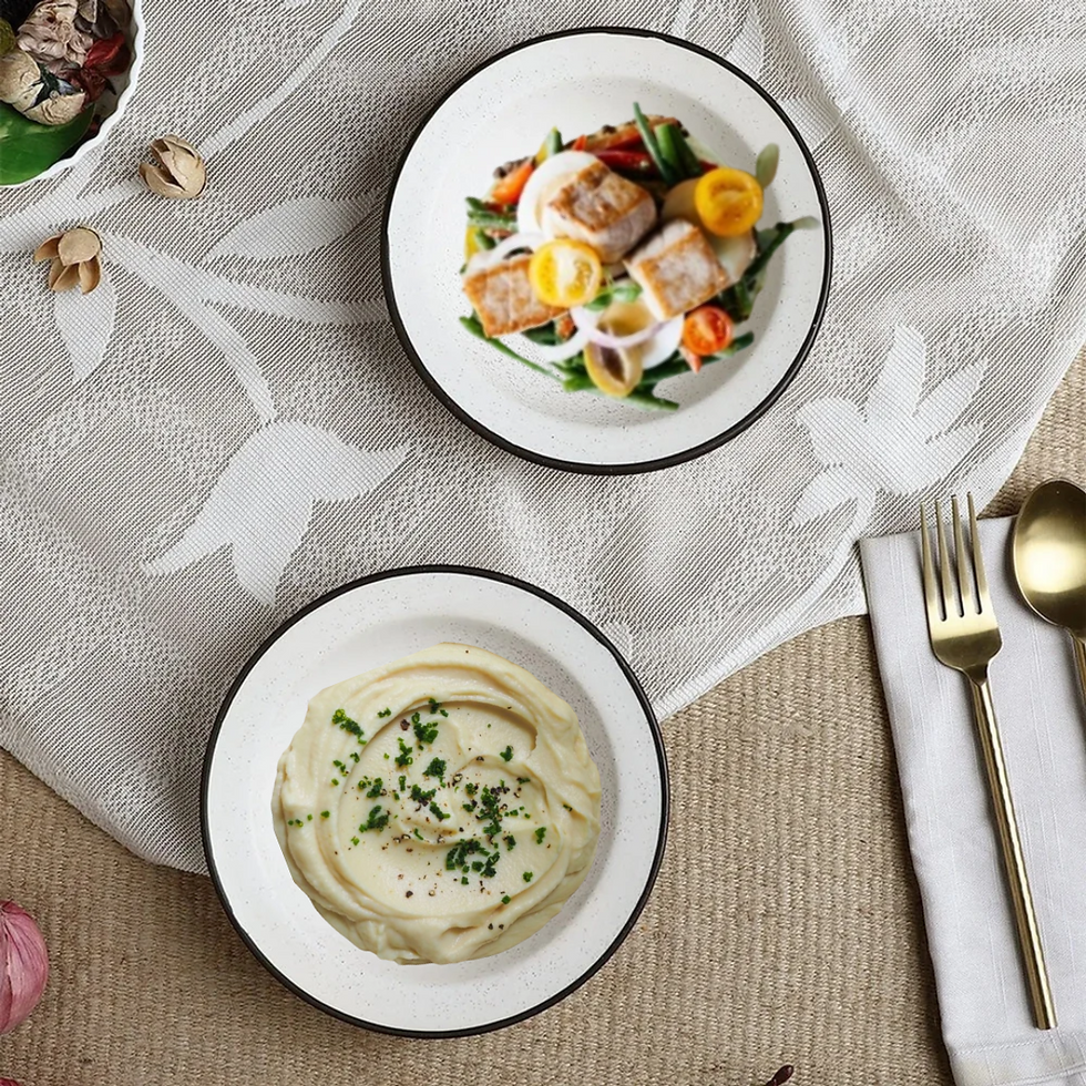 Ceramic Matte Finish White Pasta Plates set of 2