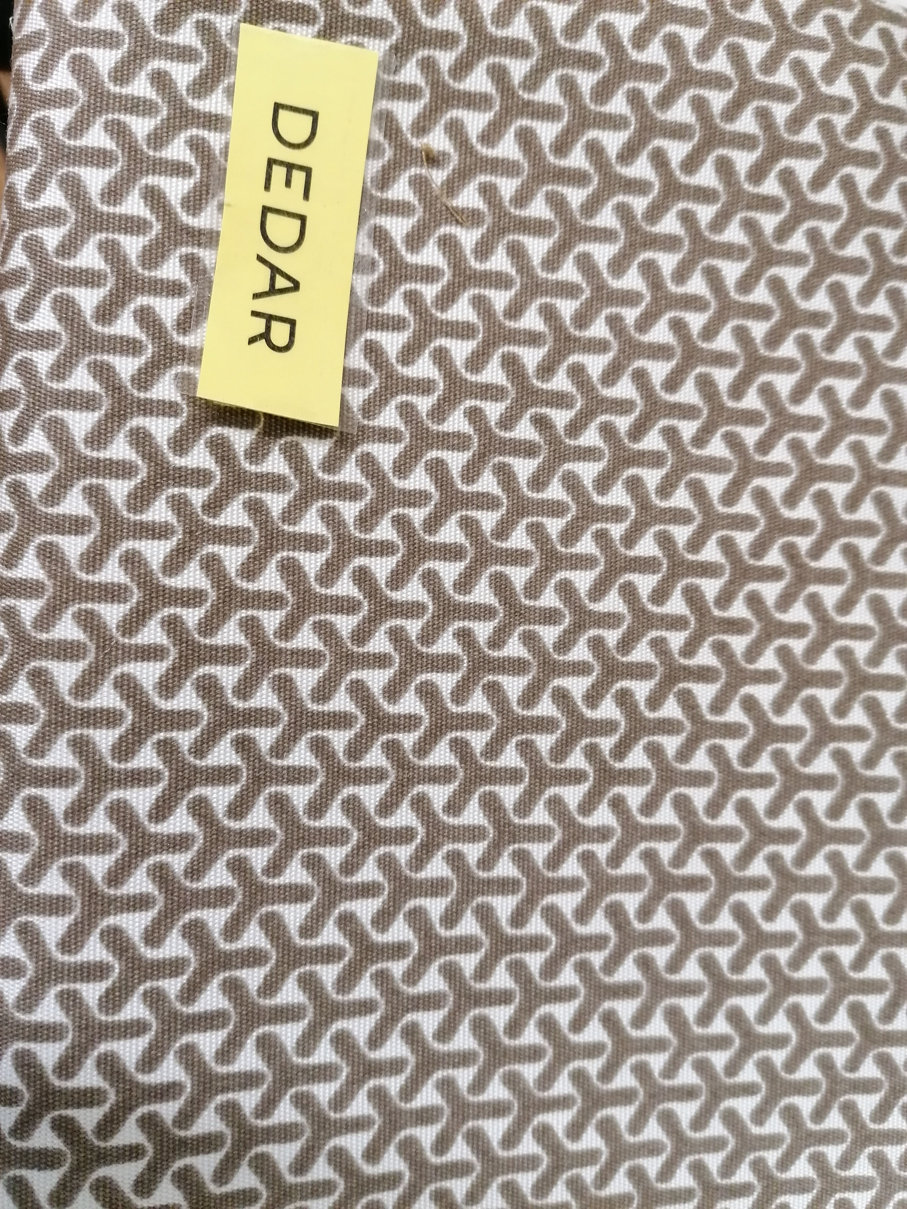 Dedar Extravagant cotton fabric beige taupe geometric print outdoor remnant