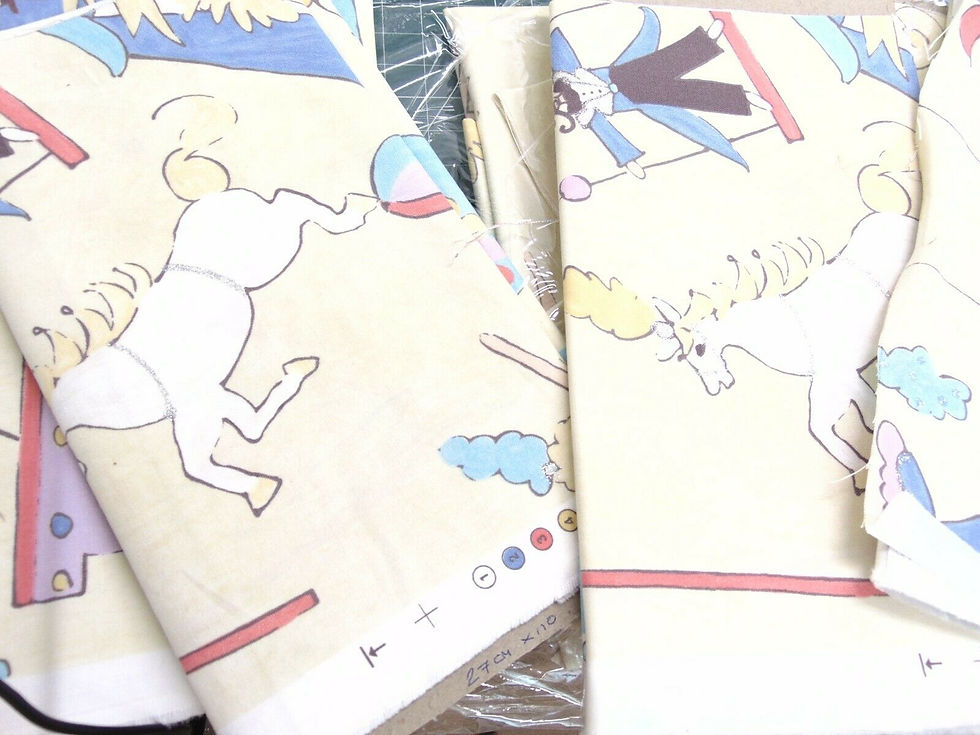 Thumbnail: Cotton Fabric Harlequin Big top- Circus Print children's design-Remnant Panels