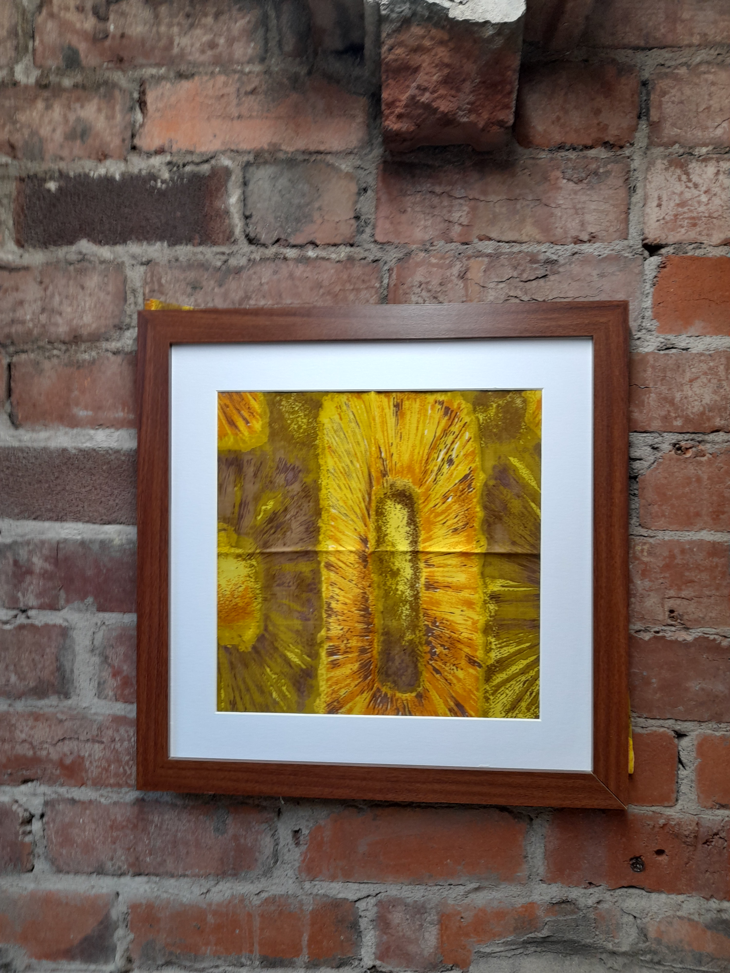 vintage cotton print cloth yellow sunflowers 1960S
