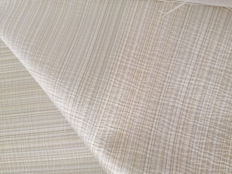 Stripe Fabric Cream beige grey SILK high quality