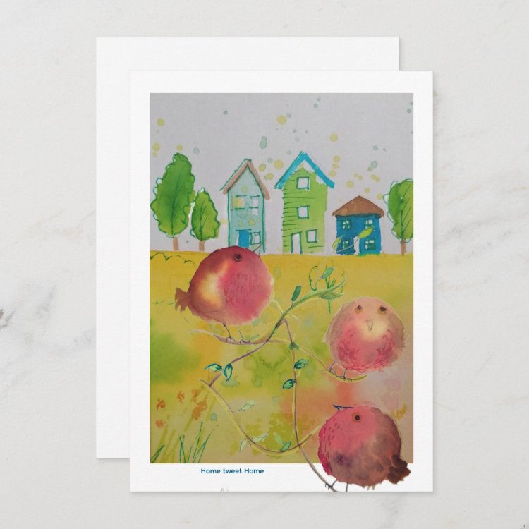 Thumbnail: Pack of 4 tiny bird artwork  greeting cards series