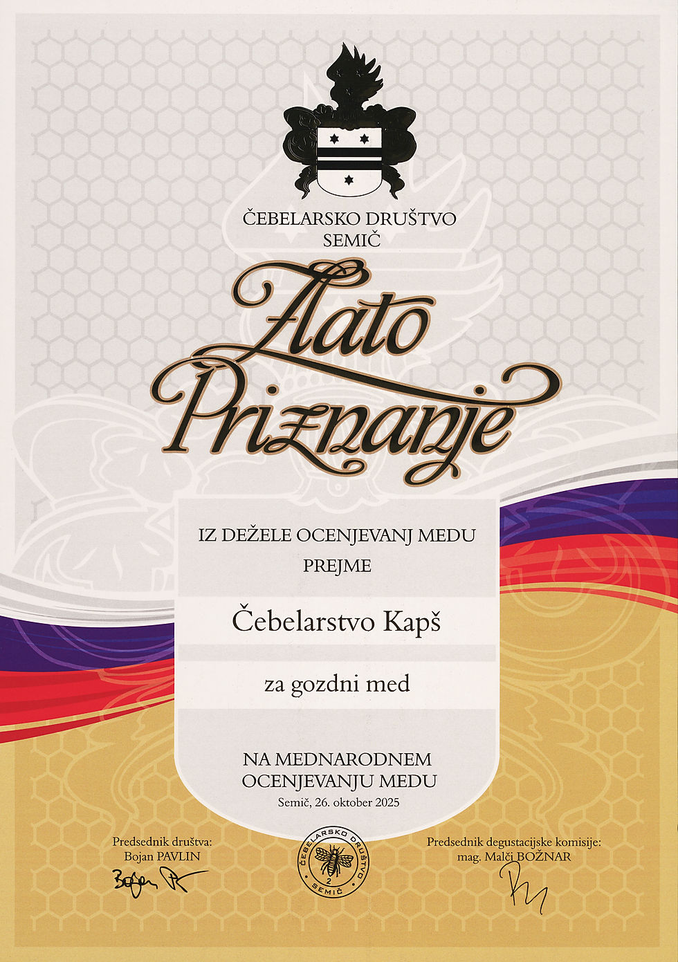 Zlato priznanje SEMIČ 2025