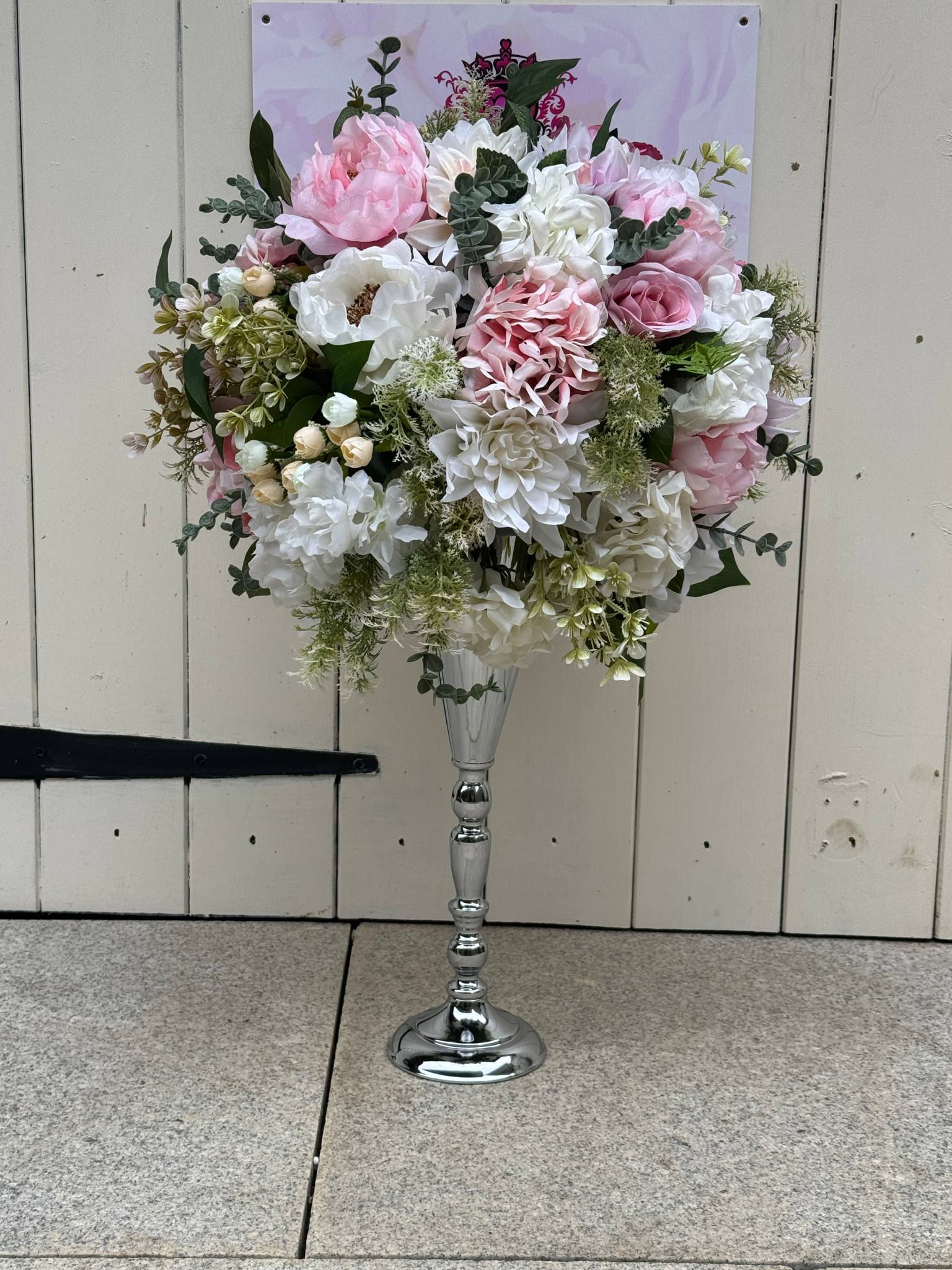 Artificial flowers in vases