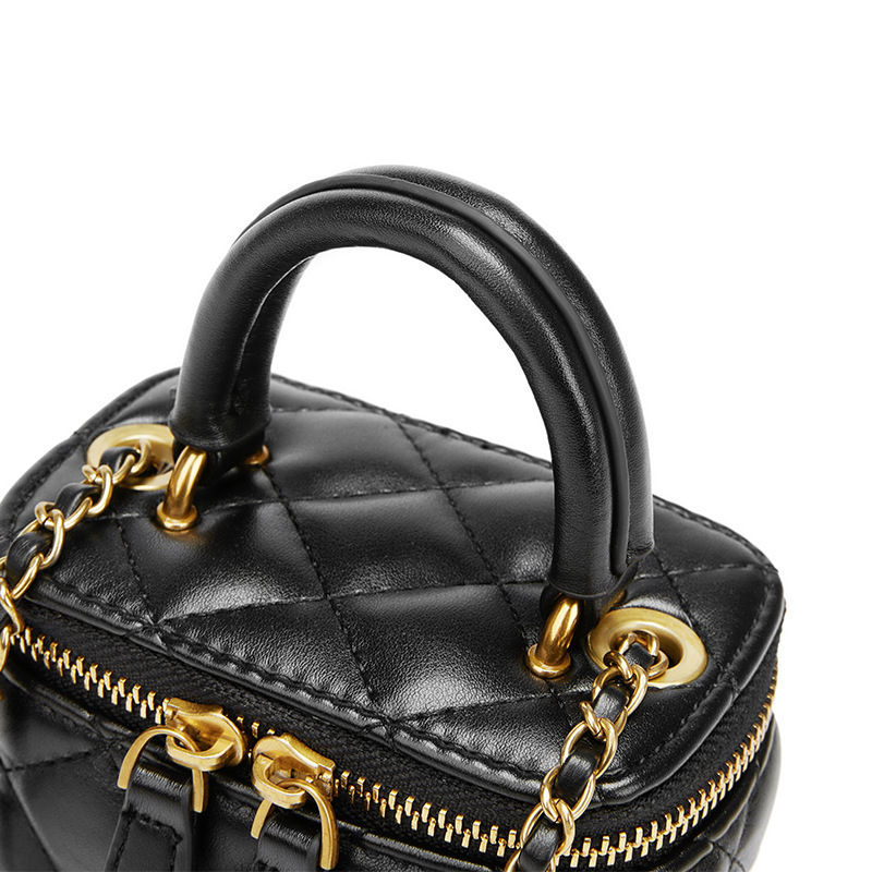 Miniatura: Chanel Style Box Bag Gold Ball Diamond Plaid Chain Bag Genuine Leather 2022 New 