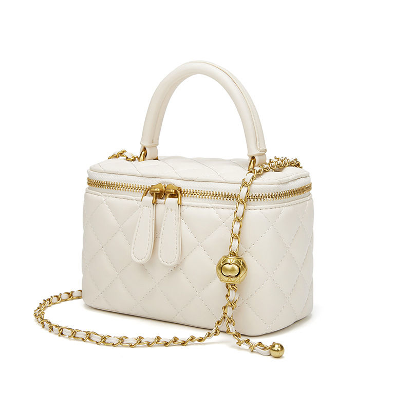 Miniatura: Chanel Style Box Bag Gold Ball Diamond Plaid Chain Bag Genuine Leather 2022 New 