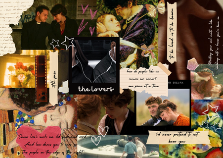 A scrapbook collage with famous lovers