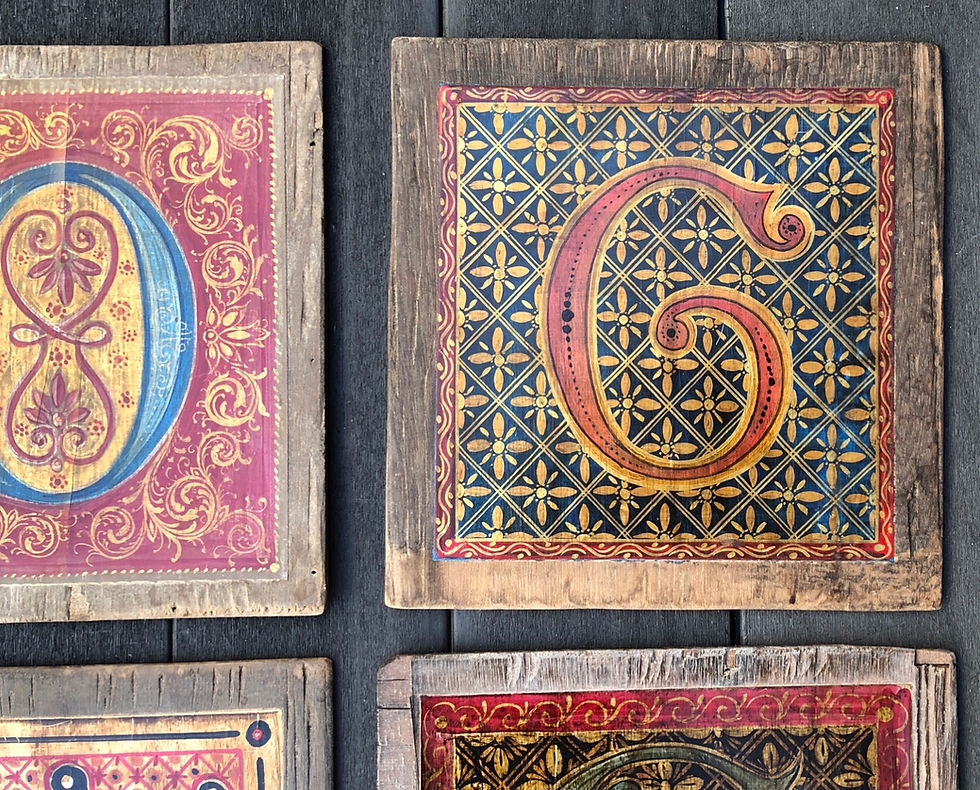 Miniature : Série de 6 peintures - "Lettrines"