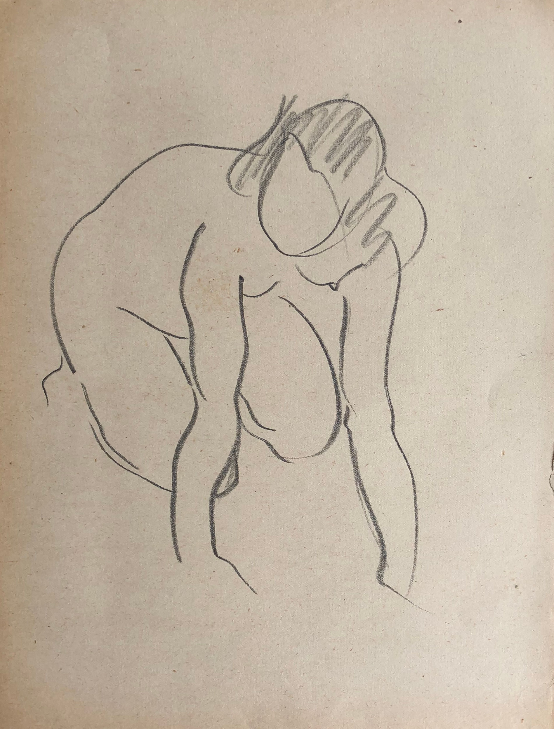 Cesar Bolletti - Original Vintage Drawing, c.1940 - "Female Nude Sketch" #29