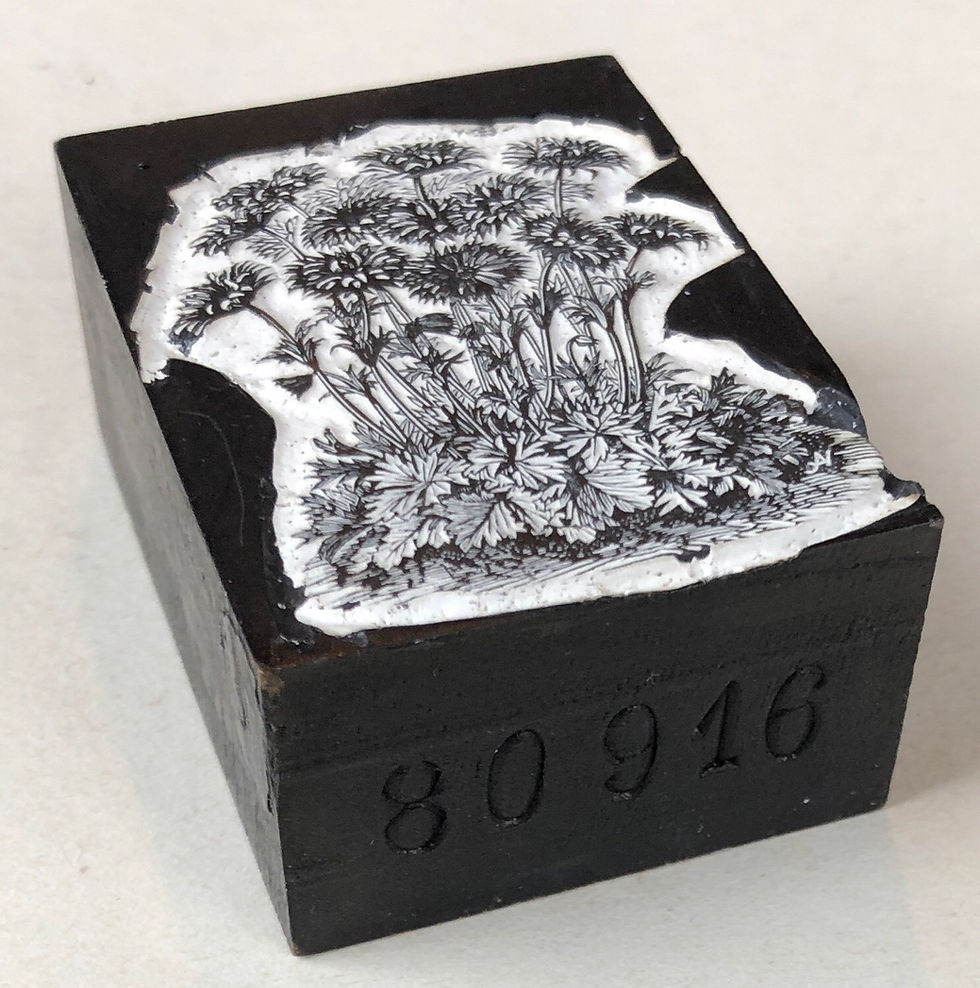 Thumbnail: "Flowers" - Carved wood block, c.1930