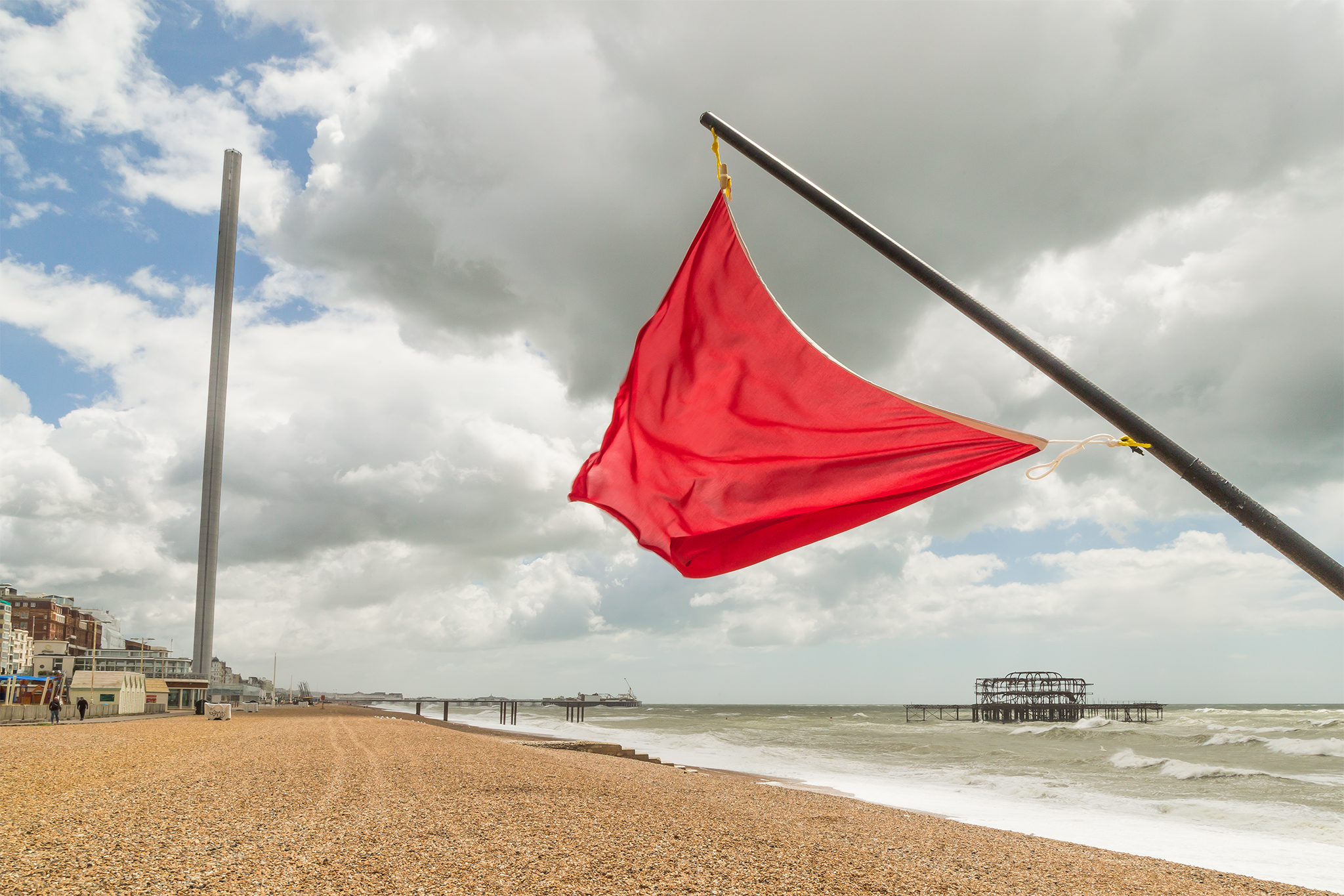 Blowing on Brighton Beach