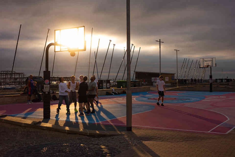 Brighton basketball players at sunset — Play Off fine art print by Alessandro Intini