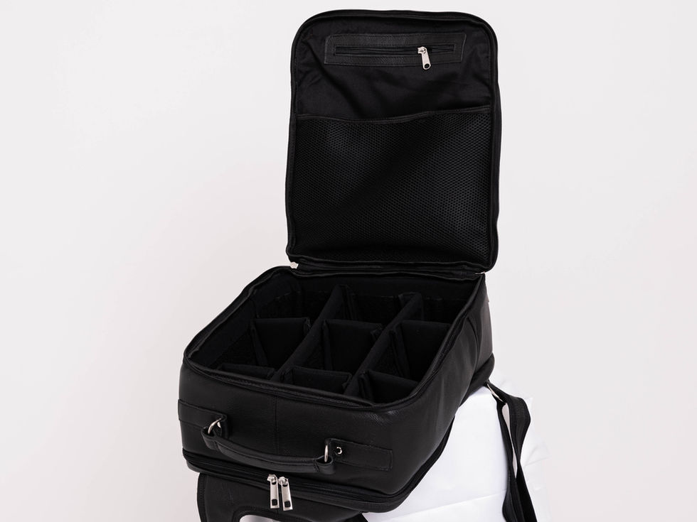 Mochila de couro para fotógrafo com divisórias acolchoadas