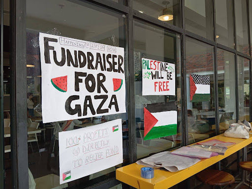Image of posters for the fundraiser outside FuelZone | Courtesy: USF Instagram