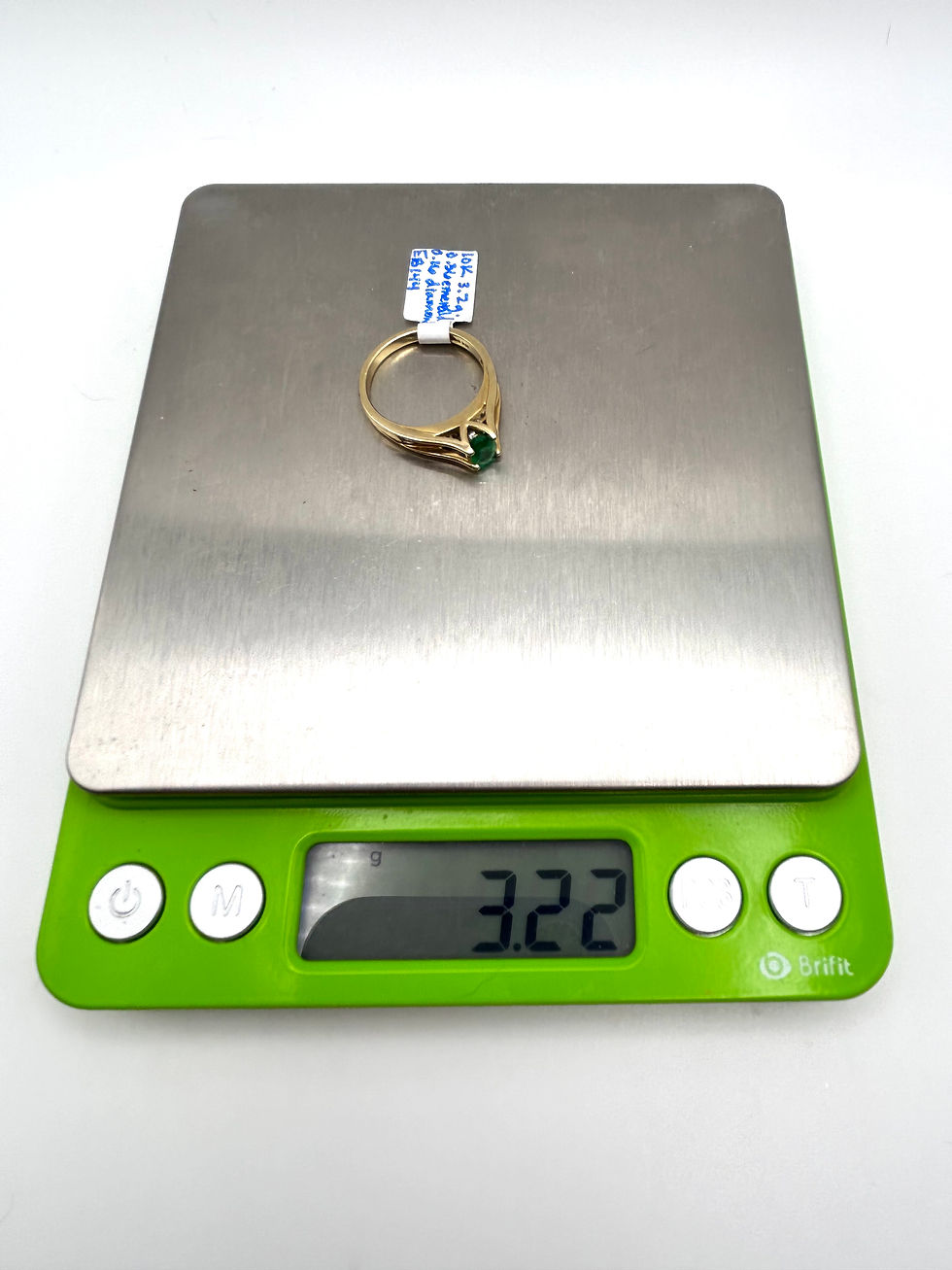 Thumbnail: 10K Yellow Gold Emerald & Diamond Ring Size 6.5