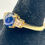 Thumbnail: 14K Yellow Gold Sapphire Cabochon & Diamond Ring Size 6 3/4