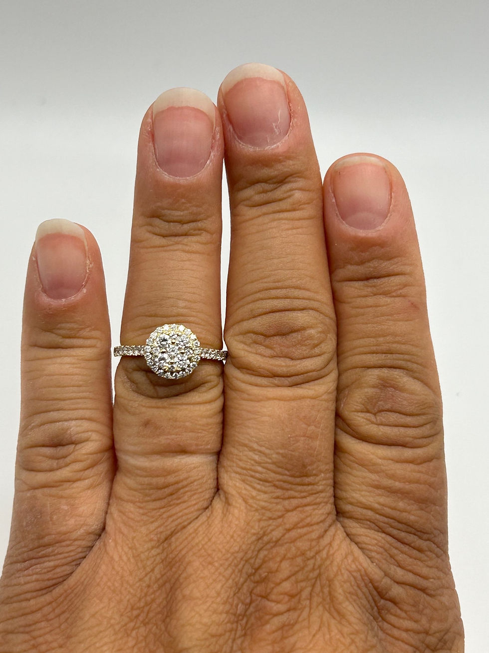 Thumbnail: 14K Yellow Gold Diamond Cluster Ring Size 7