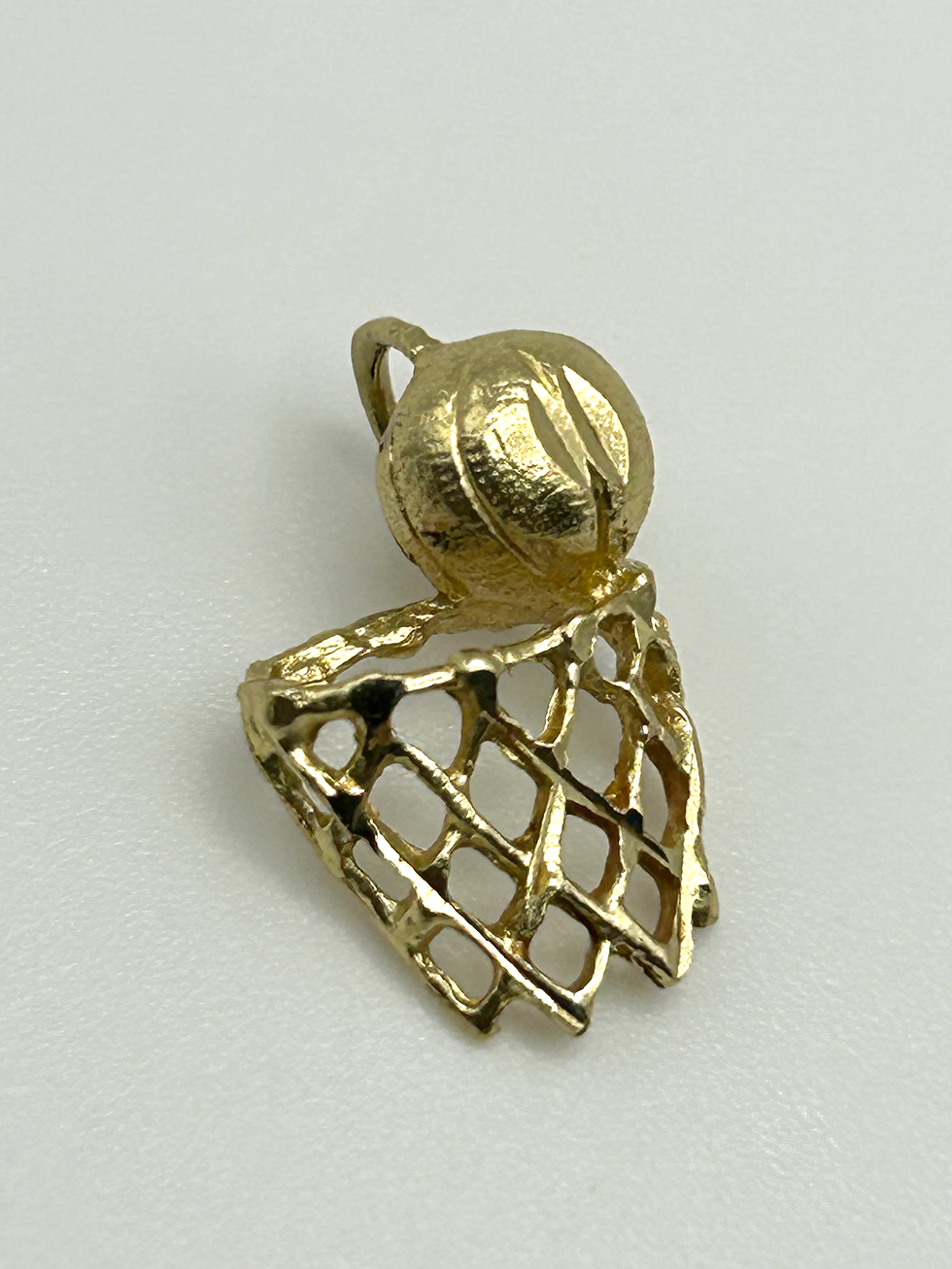 Thumbnail: 14K Yellow Gold Basketball & Hoop Pendant