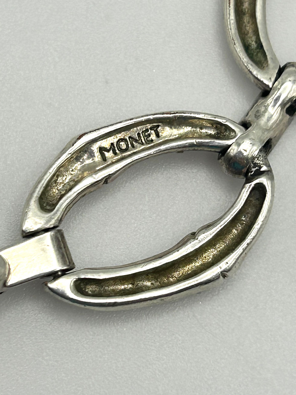 Thumbnail: Monet Silver-tone Bamboo Oval Link Bracelet 7.5”