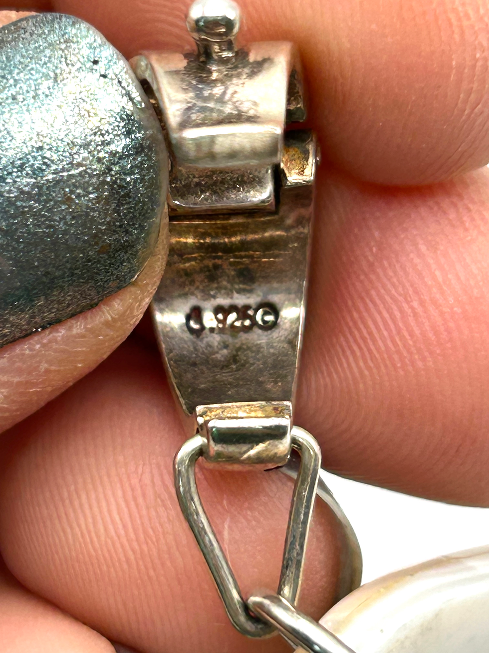 Thumbnail: 925 Sterling Silver Jay King & Carolyn Pollack Pink Opal & Turquoise Necklace