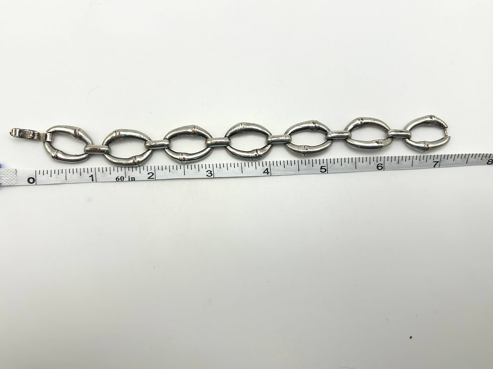 Thumbnail: Monet Silver-tone Bamboo Oval Link Bracelet 7.5”