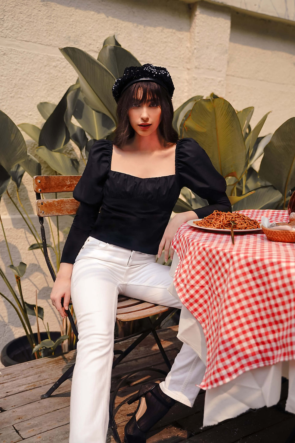 Thumbnail: Ivy Shirred Top - Black