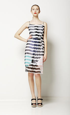 Model in Striped Dress