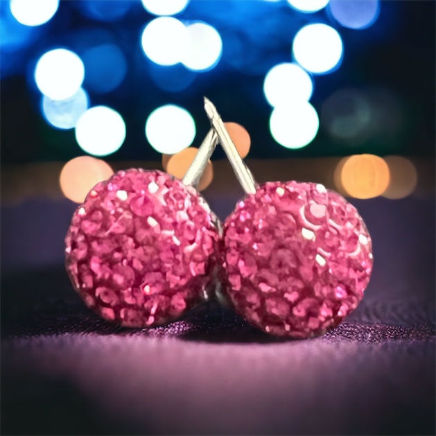 Thumbnail: Fuchsia Swarovski Sparkle Stud Earrings
