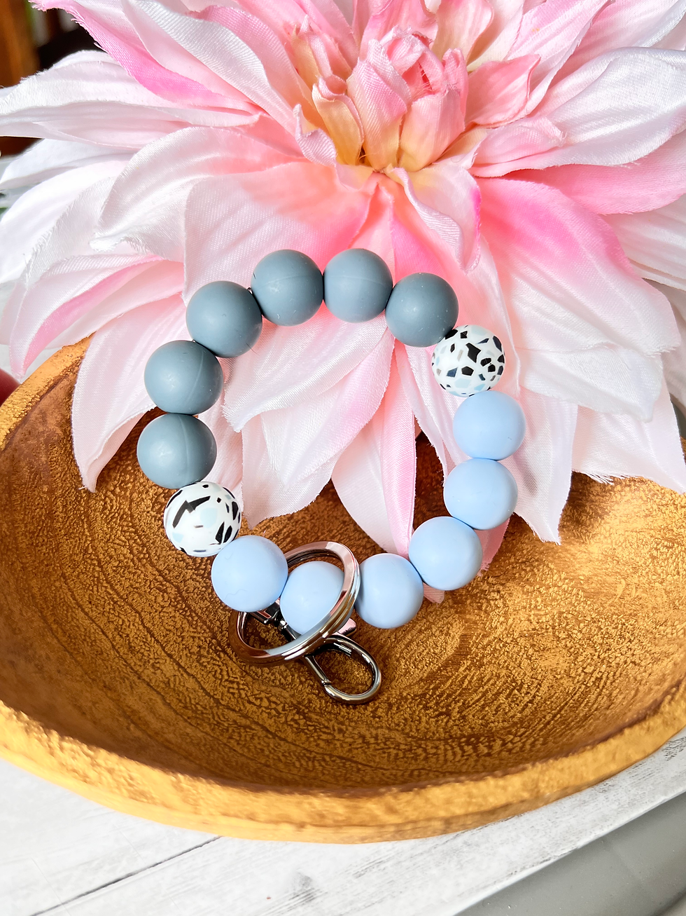 Grey/Ice Blue/Terrazzo Silicone Keychain