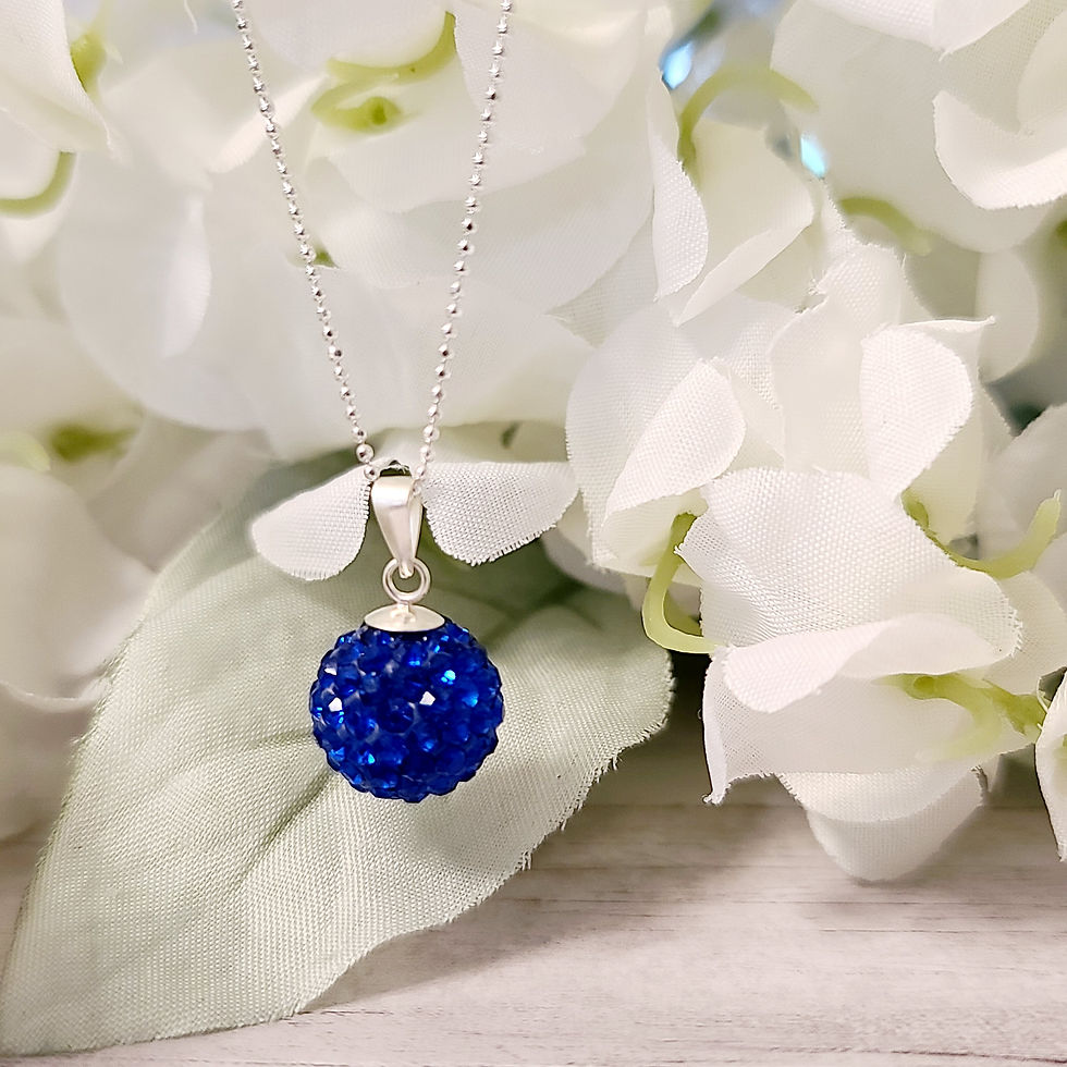 12mm Sparkle Ball Necklace - Sapphire